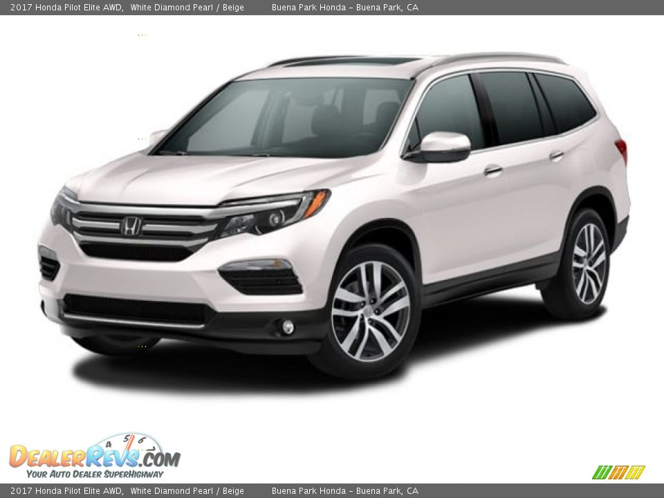 2017 Honda Pilot Elite AWD White Diamond Pearl / Beige Photo #22