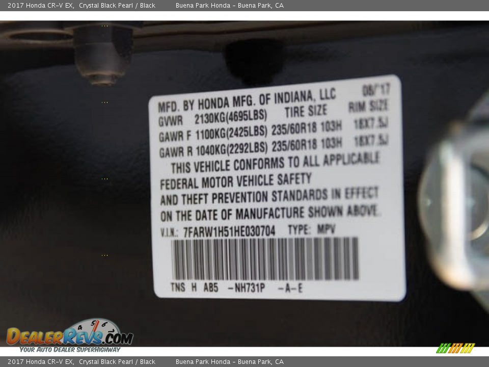 2017 Honda CR-V EX Crystal Black Pearl / Black Photo #17