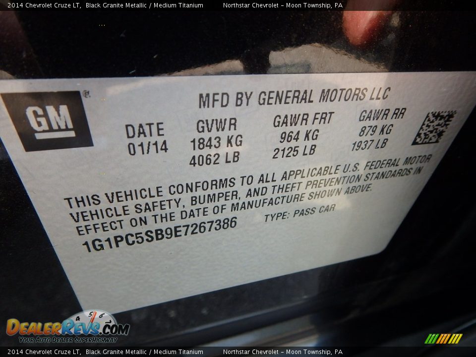 2014 Chevrolet Cruze LT Black Granite Metallic / Medium Titanium Photo #14