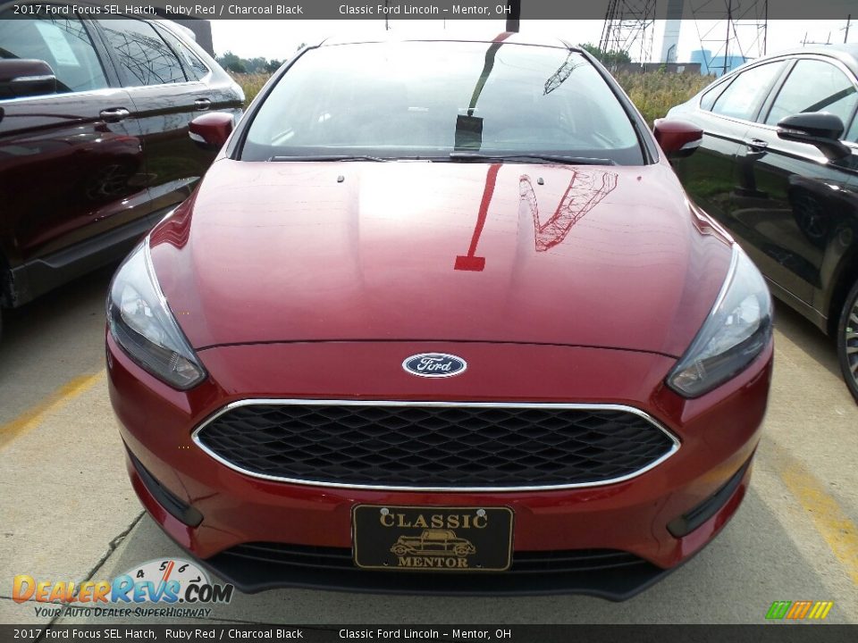 2017 Ford Focus SEL Hatch Ruby Red / Charcoal Black Photo #2