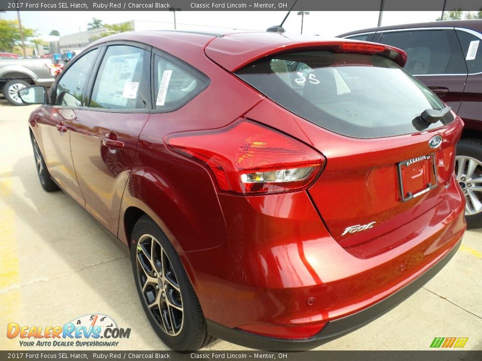2017 Ford Focus SEL Hatch Ruby Red / Charcoal Black Photo #3