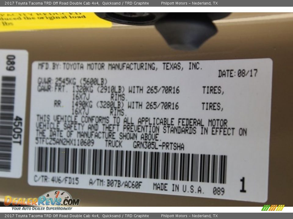2017 Toyota Tacoma TRD Off Road Double Cab 4x4 Quicksand / TRD Graphite Photo #28