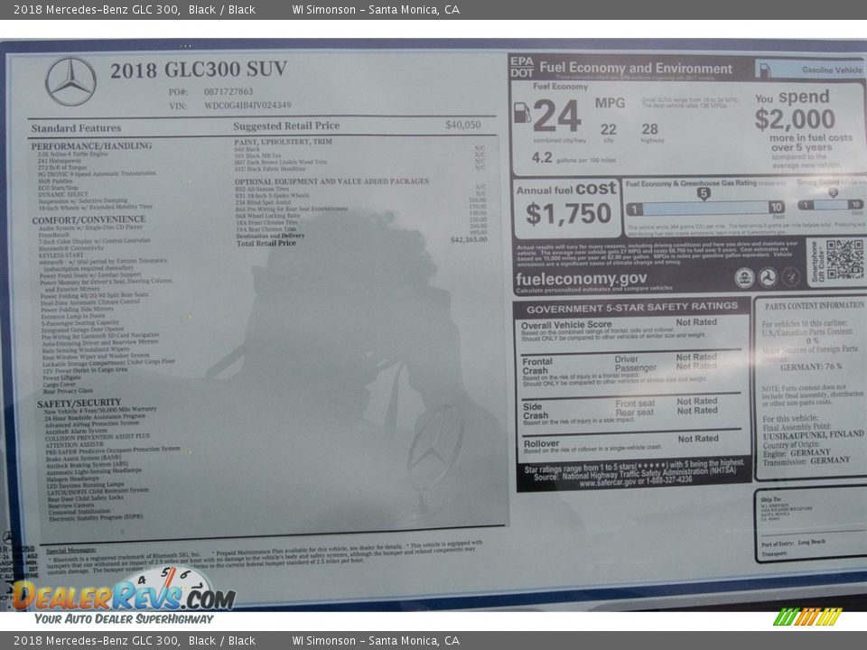 2018 Mercedes-Benz GLC 300 Black / Black Photo #11