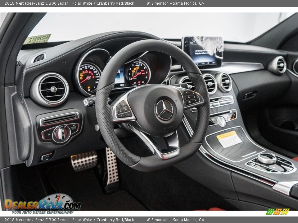 2018 Mercedes-Benz C 300 Sedan Polar White / Cranberry Red/Black Photo #6