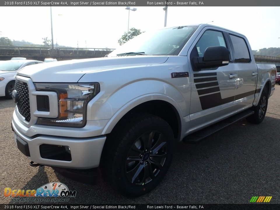 2018 Ford F150 XLT SuperCrew 4x4 Ingot Silver / Special Edition Black/Red Photo #6