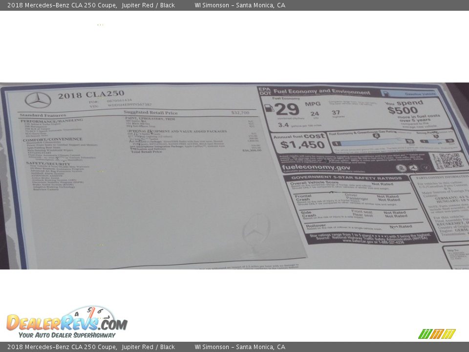 2018 Mercedes-Benz CLA 250 Coupe Jupiter Red / Black Photo #11
