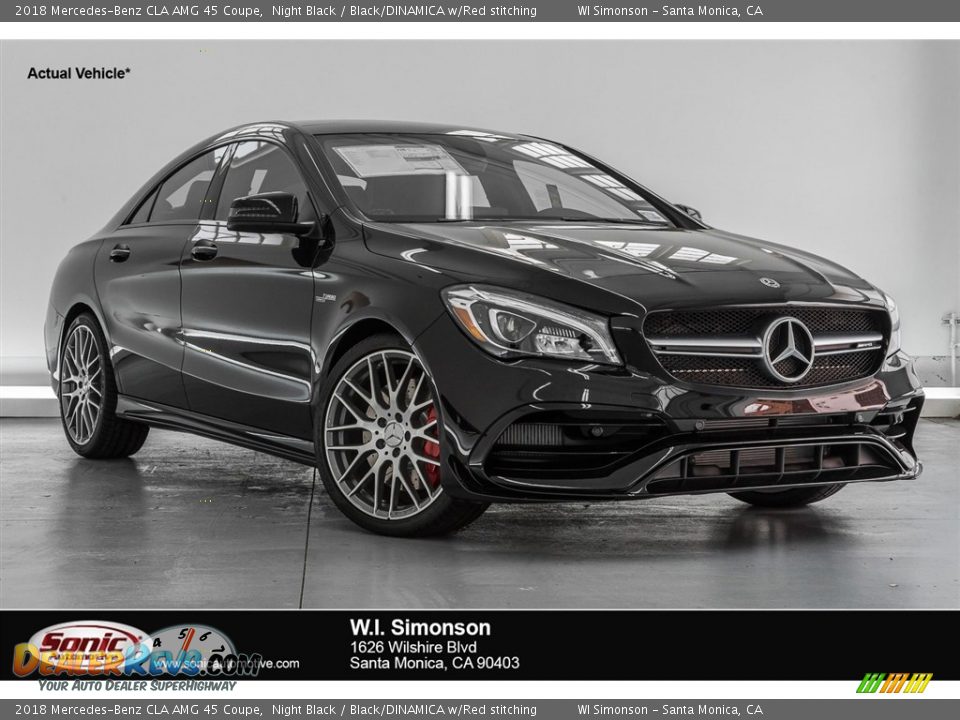 2018 Mercedes-Benz CLA AMG 45 Coupe Night Black / Black/DINAMICA w/Red stitching Photo #1