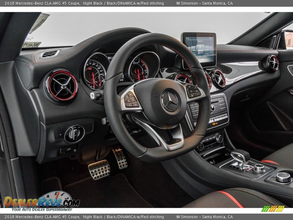 2018 Mercedes-Benz CLA AMG 45 Coupe Night Black / Black/DINAMICA w/Red stitching Photo #6