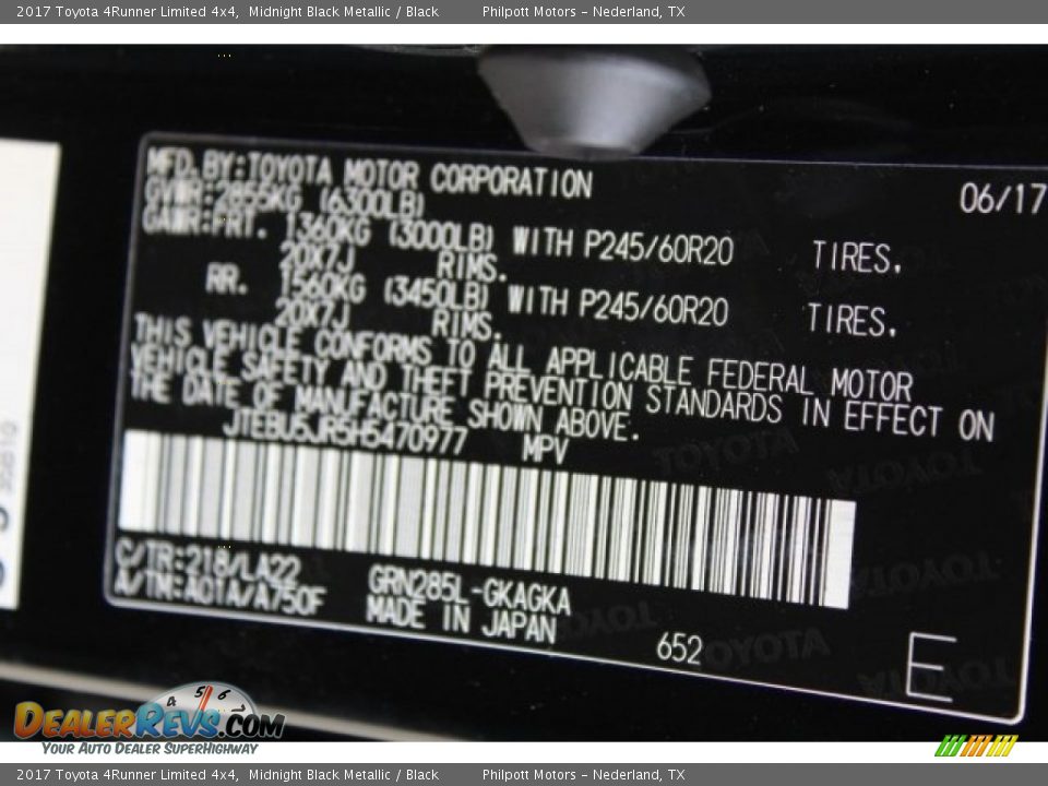2017 Toyota 4Runner Limited 4x4 Midnight Black Metallic / Black Photo #30