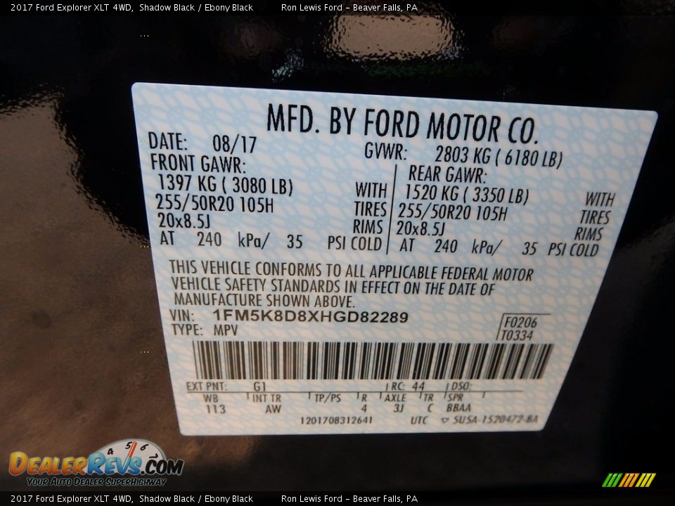 2017 Ford Explorer XLT 4WD Shadow Black / Ebony Black Photo #16