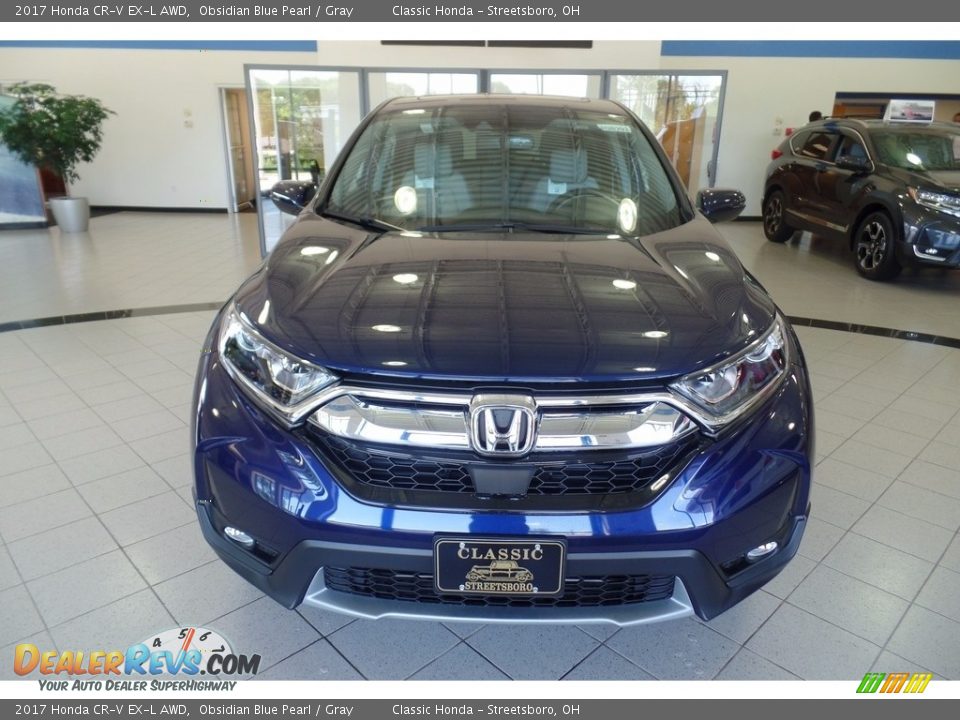2017 Honda CR-V EX-L AWD Obsidian Blue Pearl / Gray Photo #3