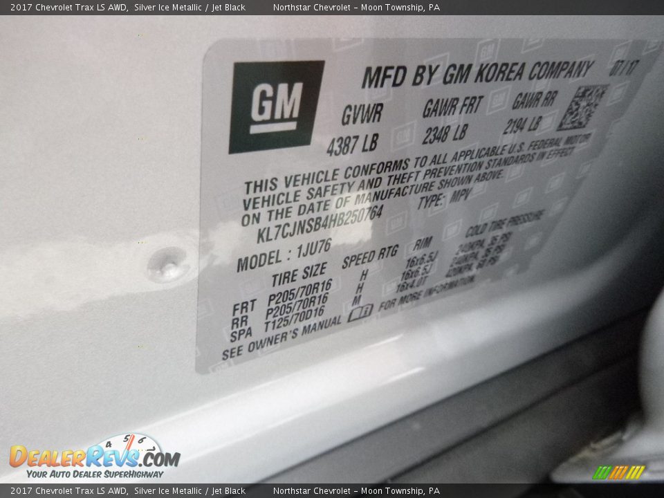 2017 Chevrolet Trax LS AWD Silver Ice Metallic / Jet Black Photo #17