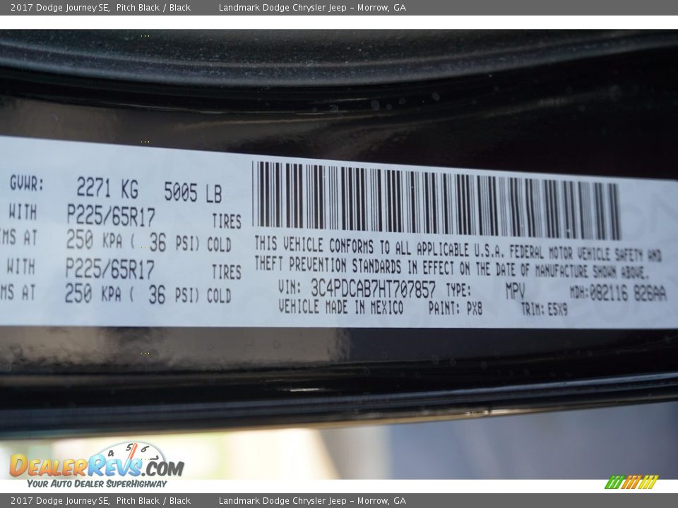 2017 Dodge Journey SE Pitch Black / Black Photo #9