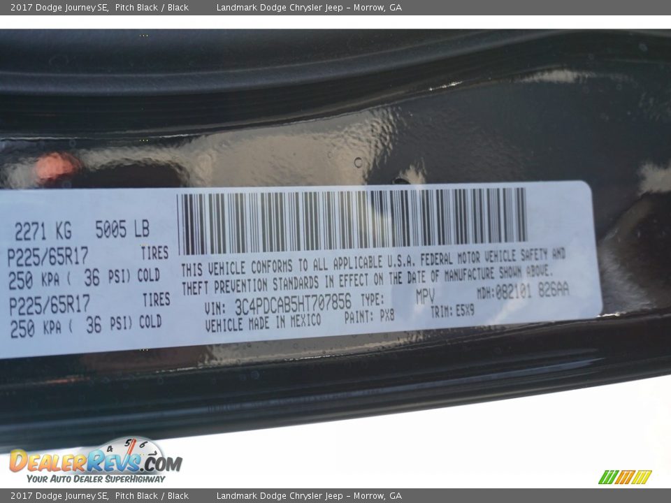 2017 Dodge Journey SE Pitch Black / Black Photo #9