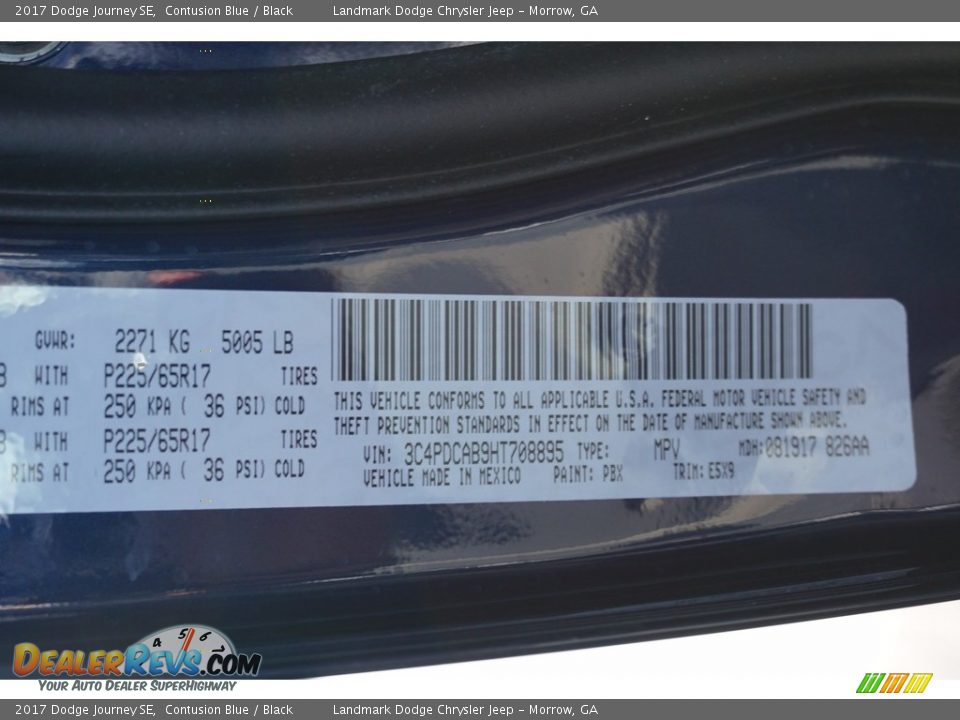 2017 Dodge Journey SE Contusion Blue / Black Photo #9