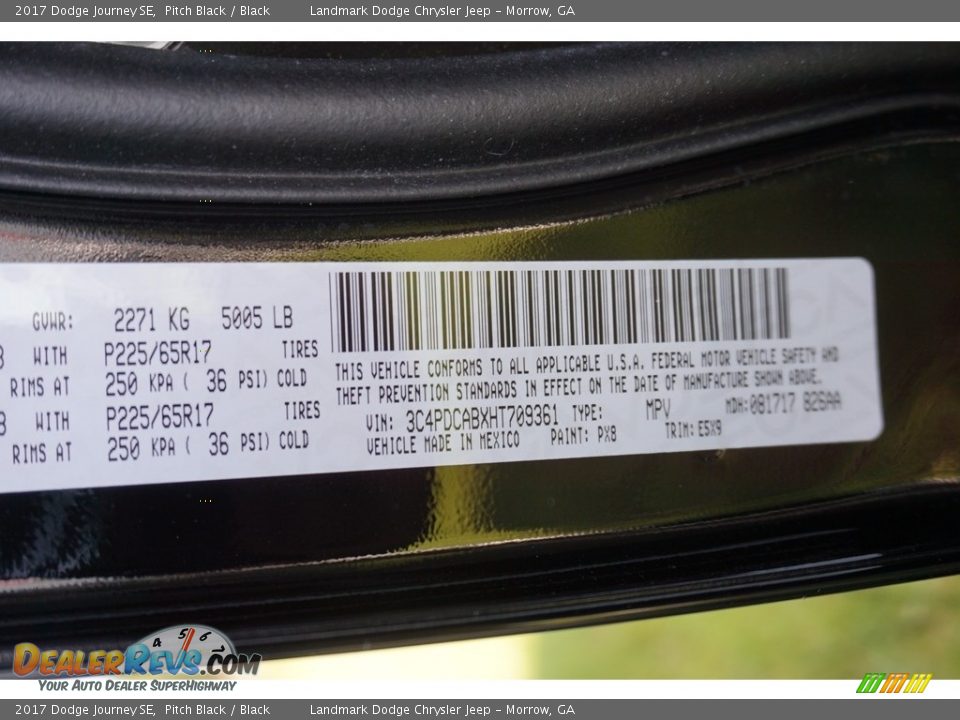 2017 Dodge Journey SE Pitch Black / Black Photo #9