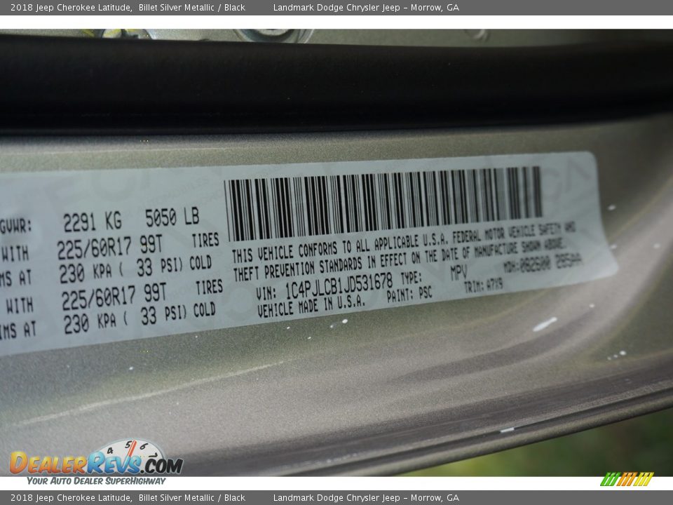 2018 Jeep Cherokee Latitude Billet Silver Metallic / Black Photo #9