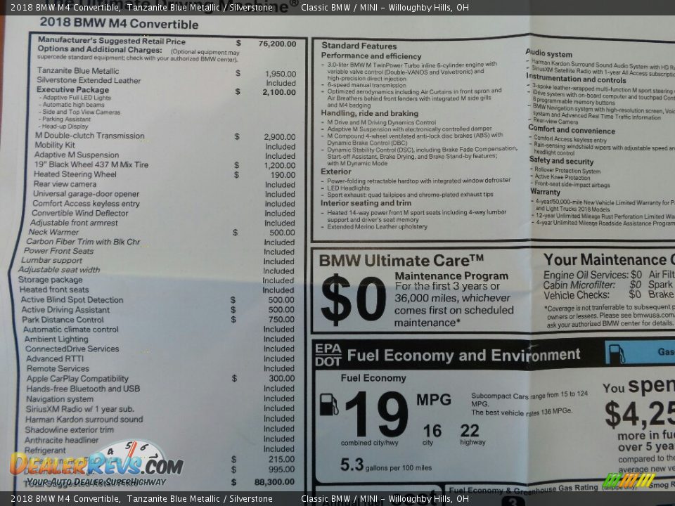 2018 BMW M4 Convertible Window Sticker Photo #6