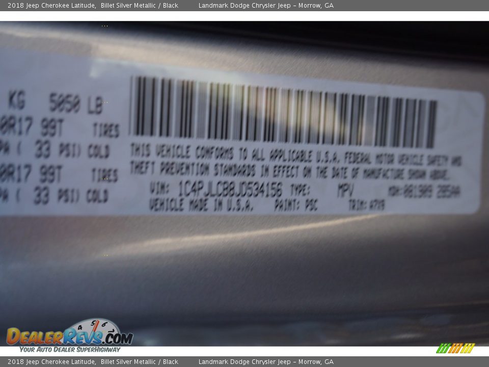 2018 Jeep Cherokee Latitude Billet Silver Metallic / Black Photo #9