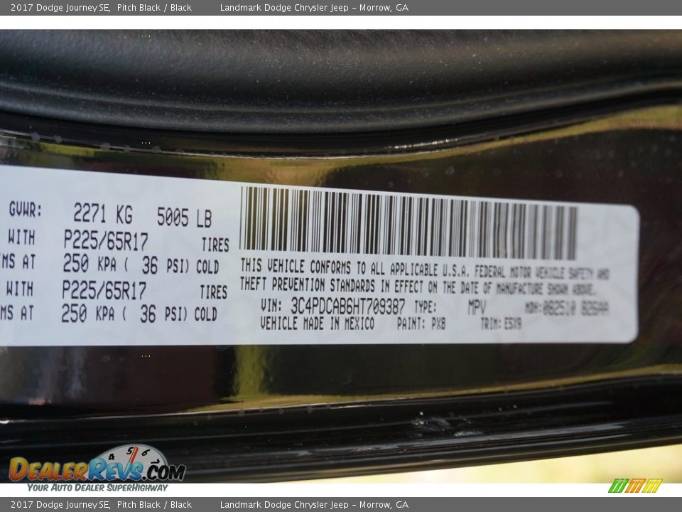 2017 Dodge Journey SE Pitch Black / Black Photo #9