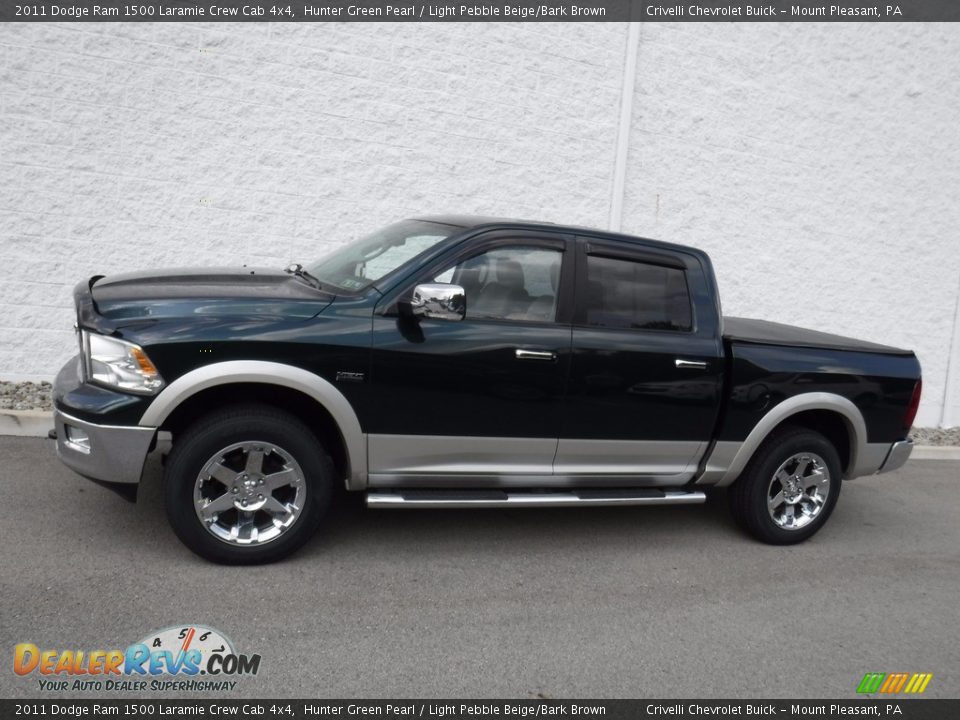 2011 Dodge Ram 1500 Laramie Crew Cab 4x4 Hunter Green Pearl / Light Pebble Beige/Bark Brown Photo #2