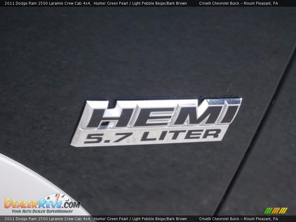 2011 Dodge Ram 1500 Laramie Crew Cab 4x4 Hunter Green Pearl / Light Pebble Beige/Bark Brown Photo #4