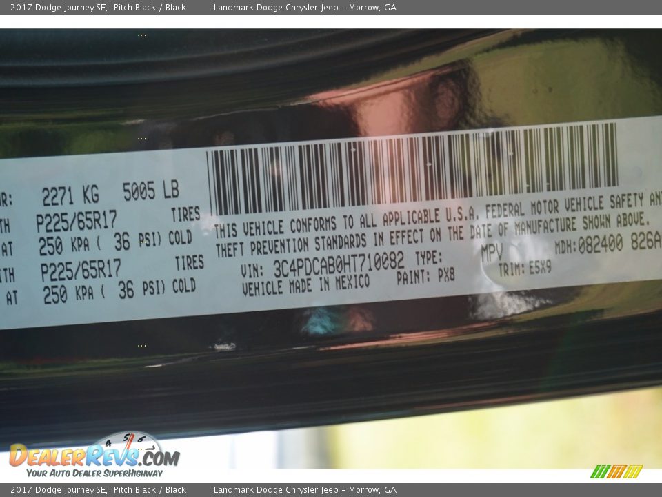 2017 Dodge Journey SE Pitch Black / Black Photo #9