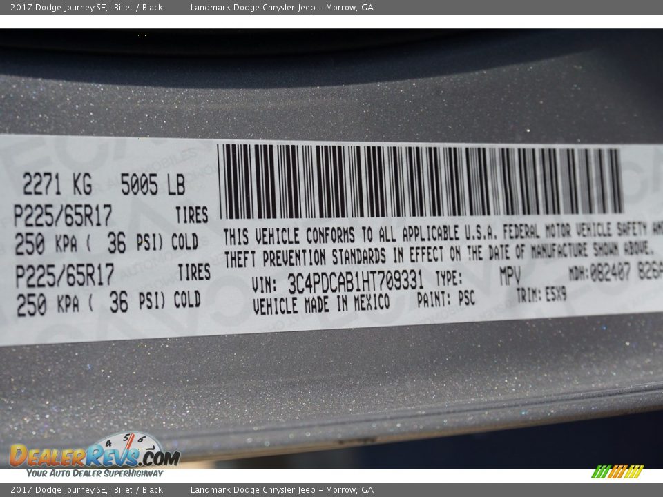 2017 Dodge Journey SE Billet / Black Photo #9