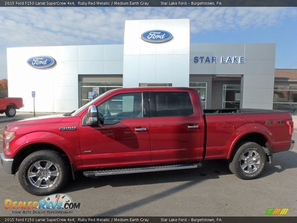 2015 Ford F150 Lariat SuperCrew 4x4 Ruby Red Metallic / Medium Earth Gray Photo #1