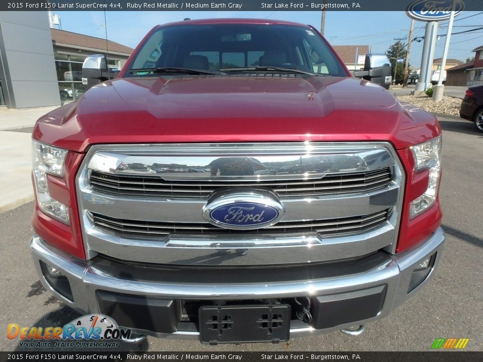 2015 Ford F150 Lariat SuperCrew 4x4 Ruby Red Metallic / Medium Earth Gray Photo #2