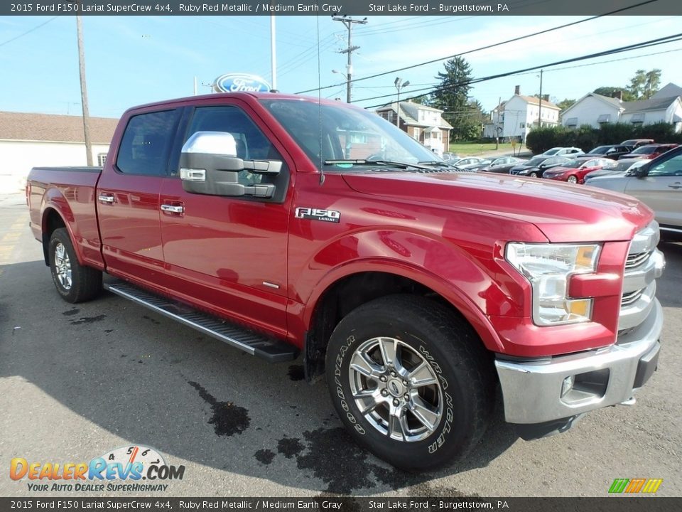 2015 Ford F150 Lariat SuperCrew 4x4 Ruby Red Metallic / Medium Earth Gray Photo #3