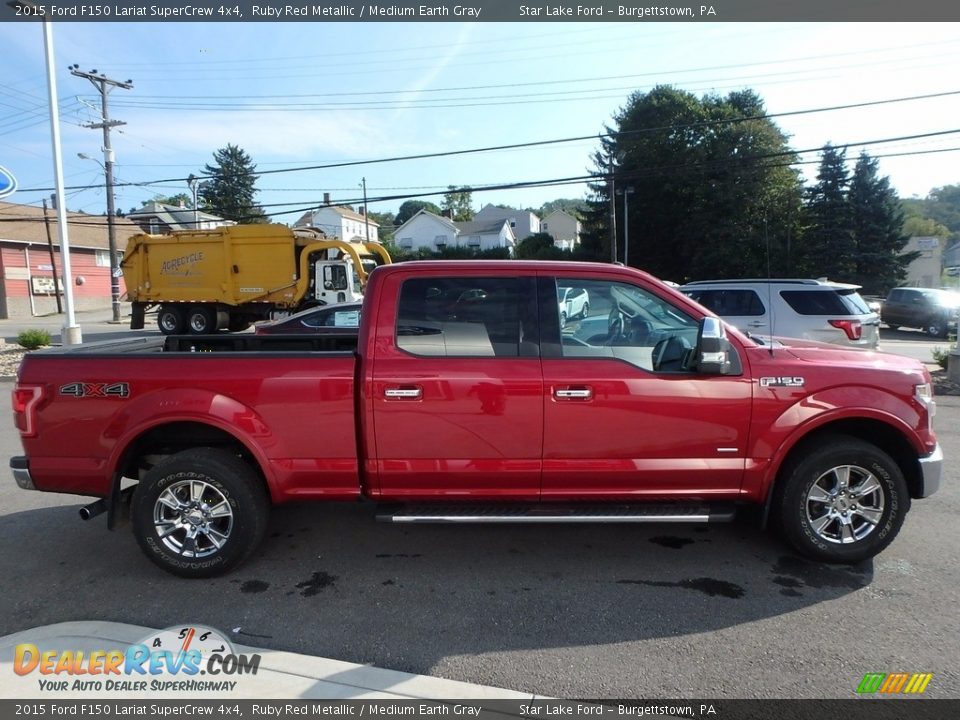2015 Ford F150 Lariat SuperCrew 4x4 Ruby Red Metallic / Medium Earth Gray Photo #4