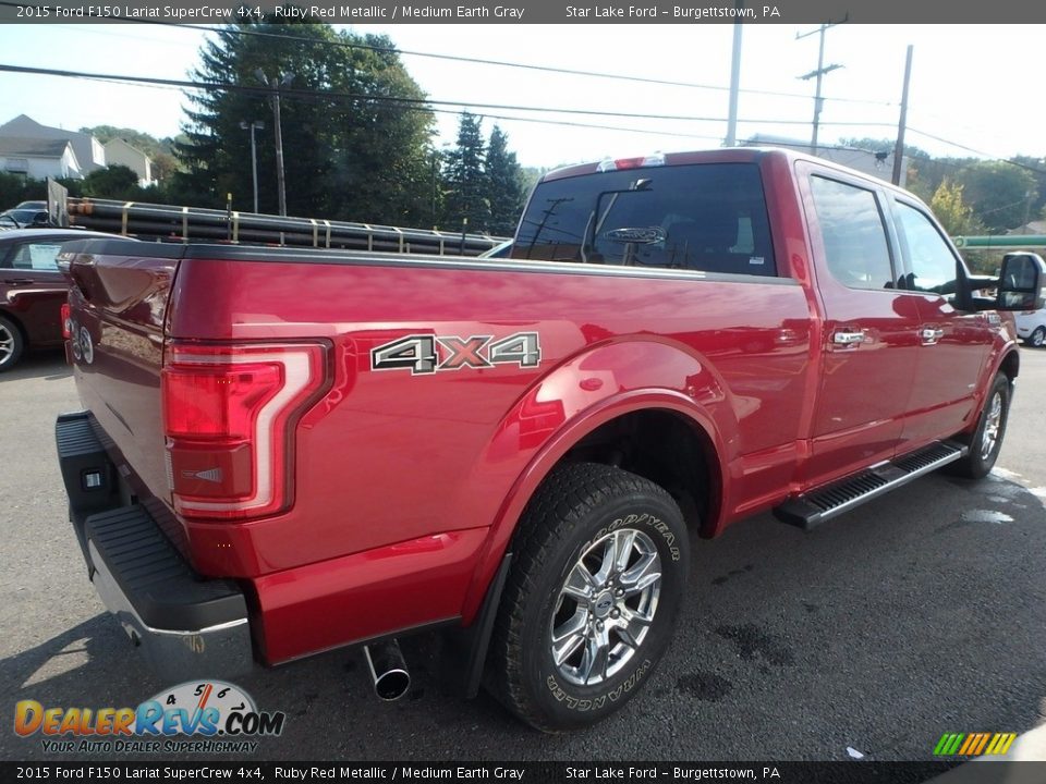 2015 Ford F150 Lariat SuperCrew 4x4 Ruby Red Metallic / Medium Earth Gray Photo #5