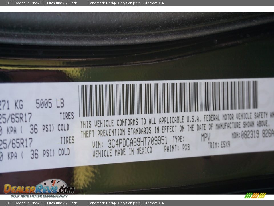 2017 Dodge Journey SE Pitch Black / Black Photo #9