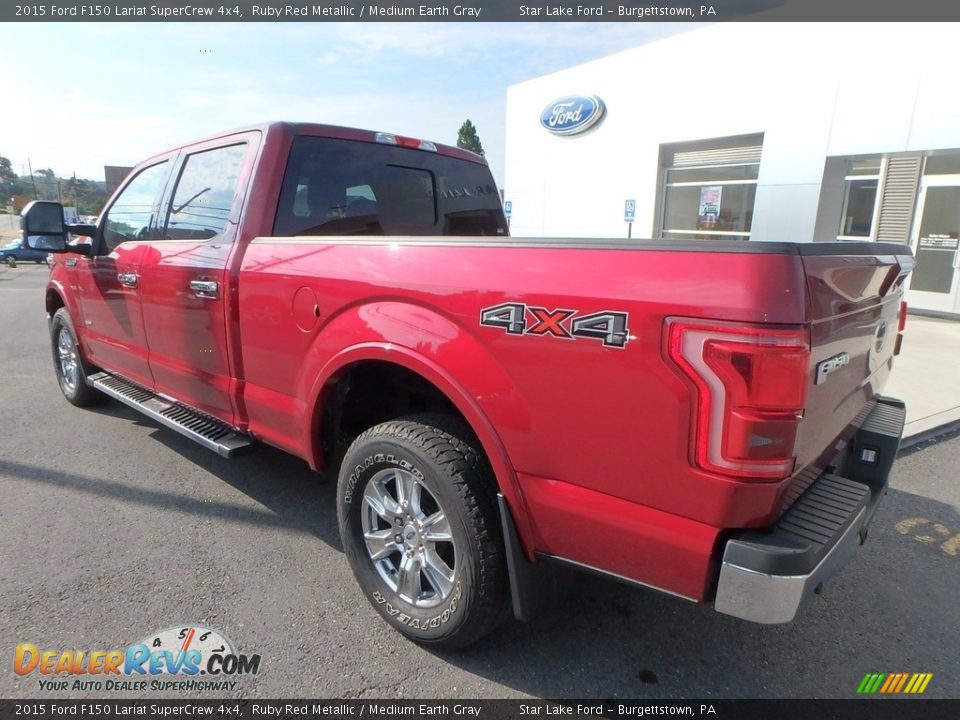 2015 Ford F150 Lariat SuperCrew 4x4 Ruby Red Metallic / Medium Earth Gray Photo #7