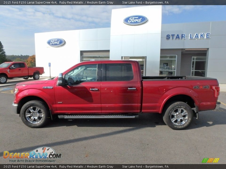 2015 Ford F150 Lariat SuperCrew 4x4 Ruby Red Metallic / Medium Earth Gray Photo #8