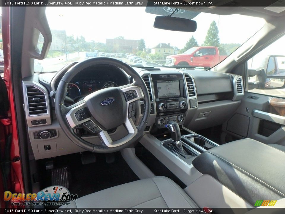 2015 Ford F150 Lariat SuperCrew 4x4 Ruby Red Metallic / Medium Earth Gray Photo #11