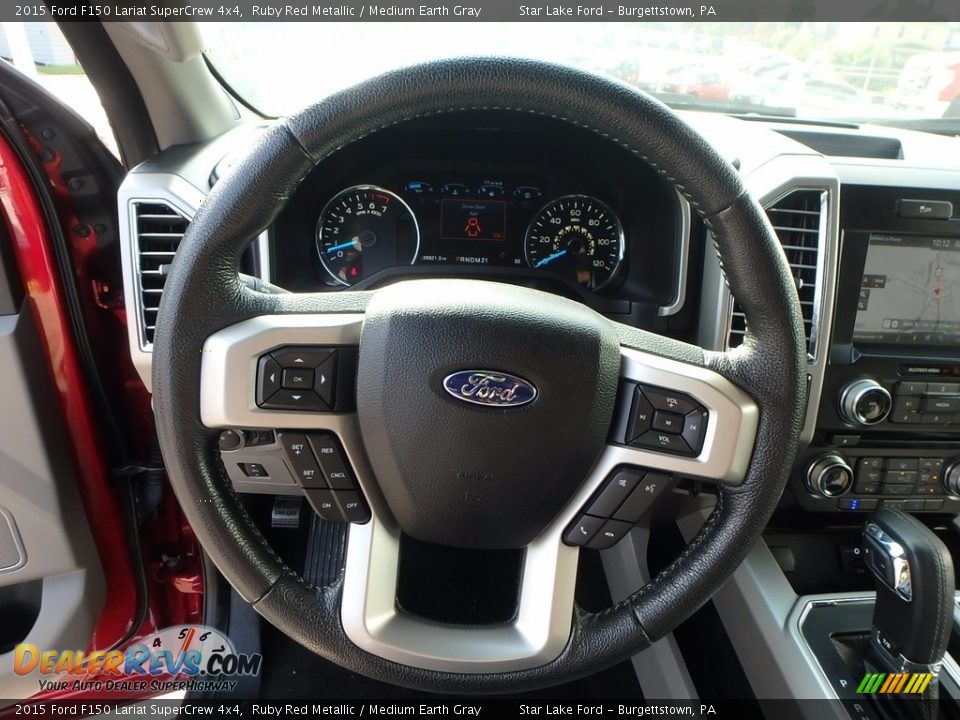 2015 Ford F150 Lariat SuperCrew 4x4 Ruby Red Metallic / Medium Earth Gray Photo #15