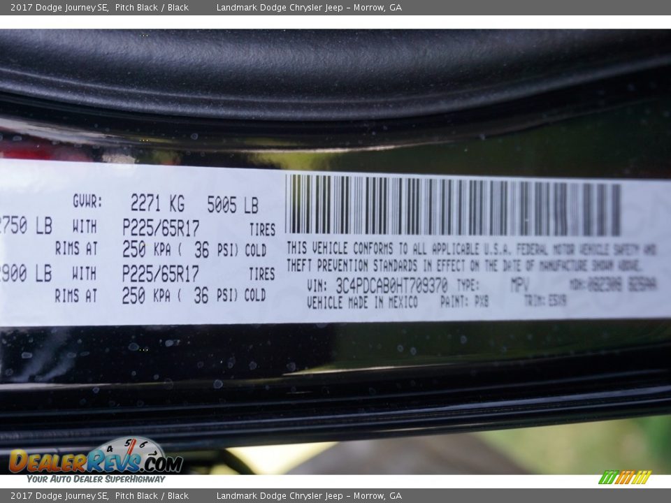 2017 Dodge Journey SE Pitch Black / Black Photo #9