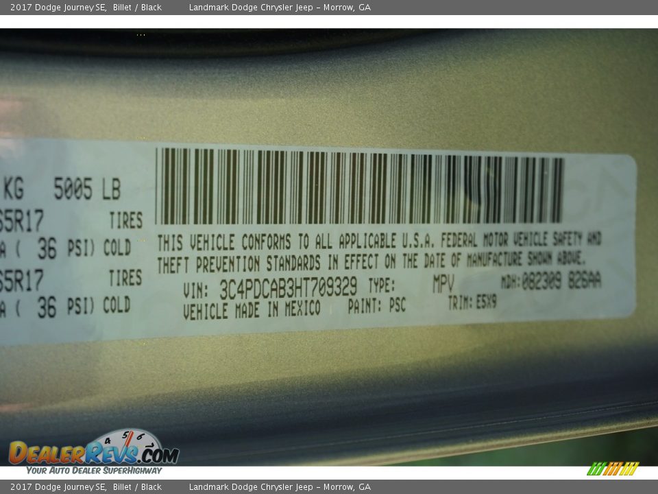 2017 Dodge Journey SE Billet / Black Photo #9