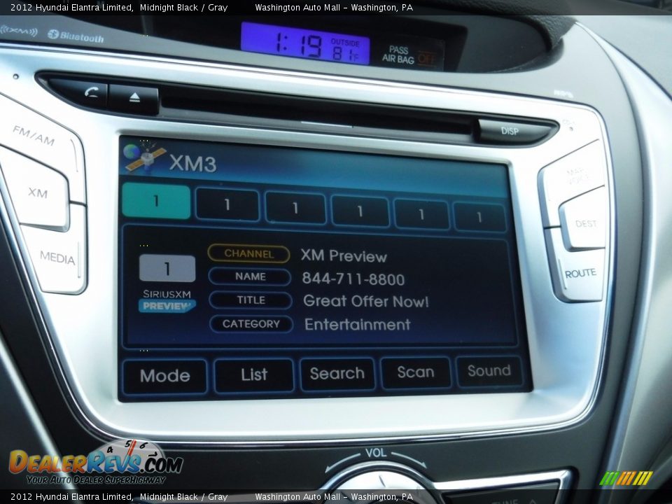 2012 Hyundai Elantra Limited Midnight Black / Gray Photo #20