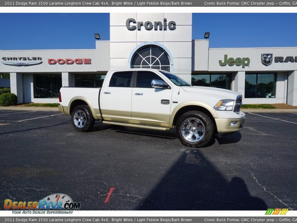 2011 Dodge Ram 1500 Laramie Longhorn Crew Cab 4x4 Bright White / Light Pebble Beige/Bark Brown Photo #1