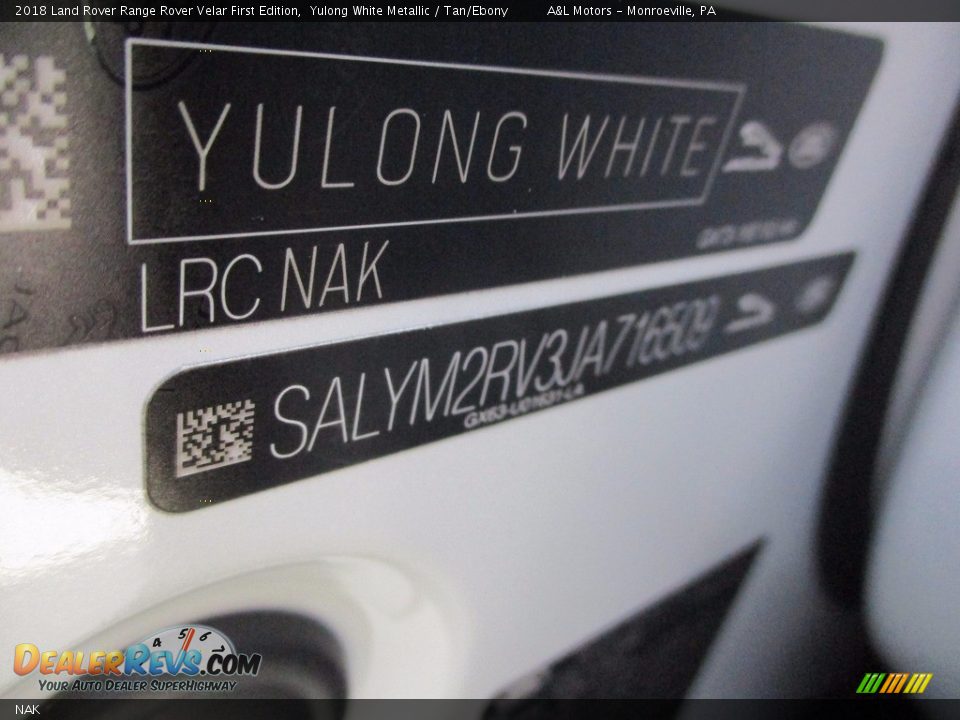 Land Rover Color Code NAK Yulong White Metallic