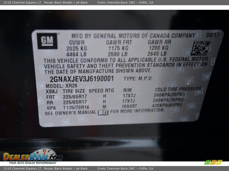 2018 Chevrolet Equinox LT Mosaic Black Metallic / Jet Black Photo #15