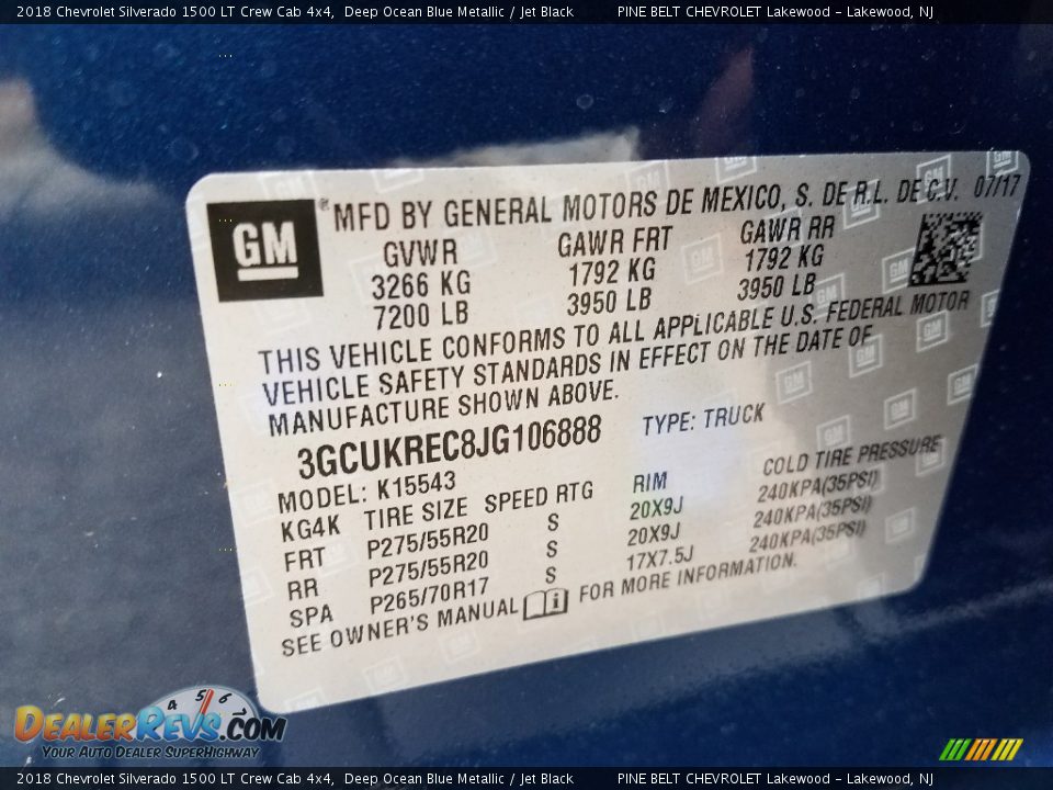 2018 Chevrolet Silverado 1500 LT Crew Cab 4x4 Deep Ocean Blue Metallic / Jet Black Photo #9
