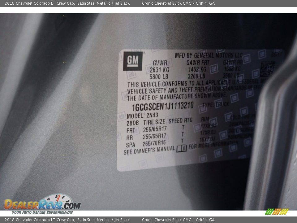 2018 Chevrolet Colorado LT Crew Cab Satin Steel Metallic / Jet Black Photo #14