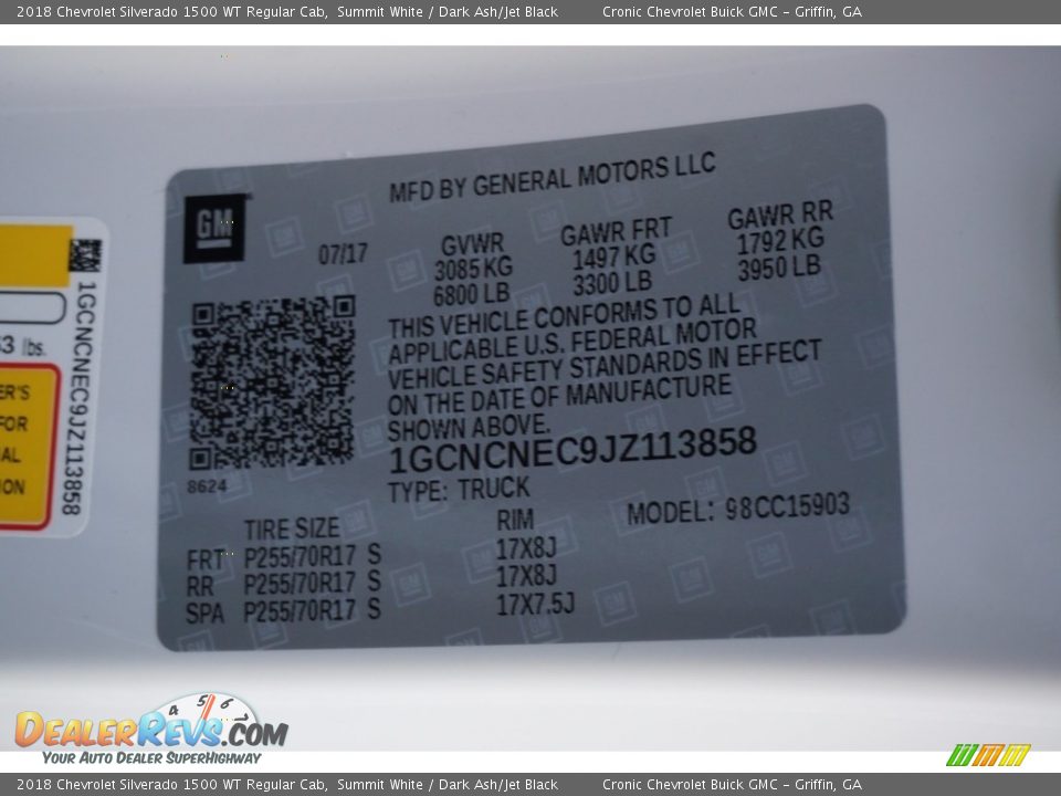 2018 Chevrolet Silverado 1500 WT Regular Cab Summit White / Dark Ash/Jet Black Photo #15