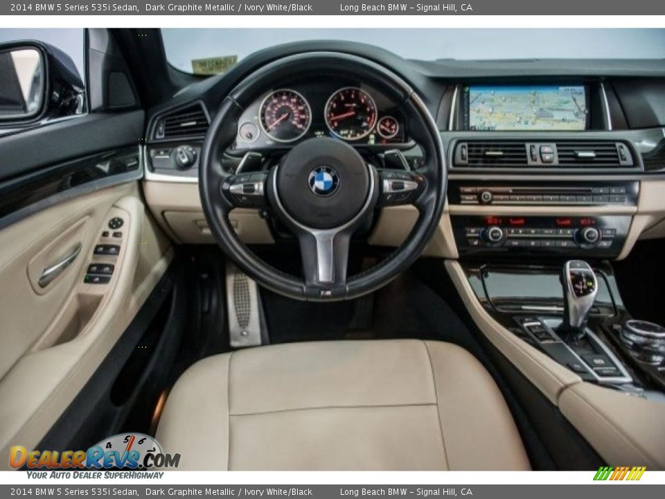 2014 BMW 5 Series 535i Sedan Dark Graphite Metallic / Ivory White/Black Photo #4