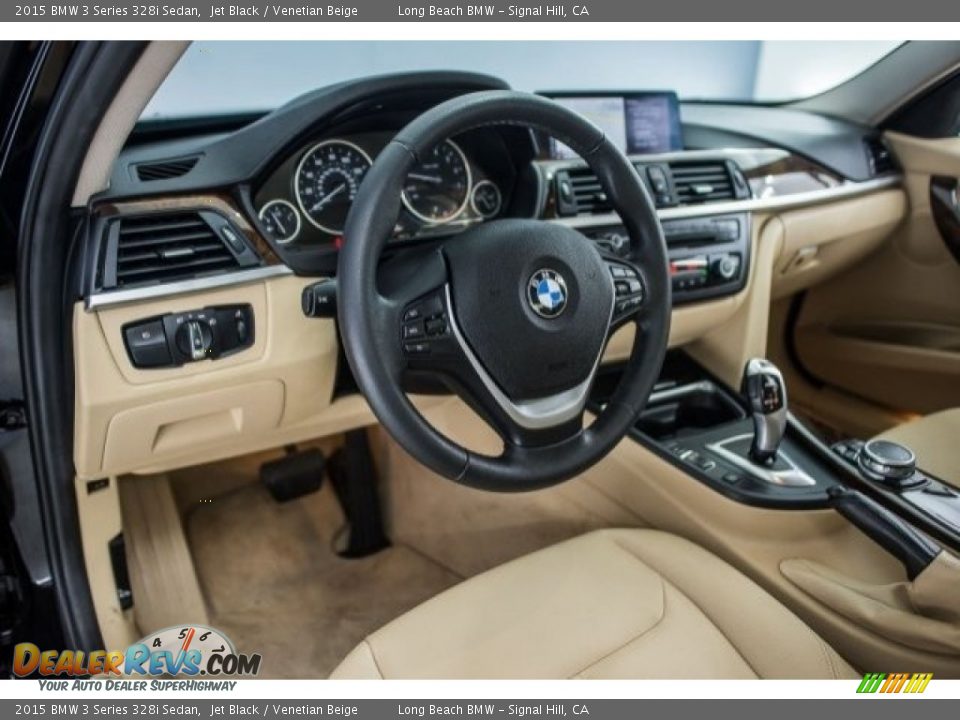 2015 BMW 3 Series 328i Sedan Jet Black / Venetian Beige Photo #15