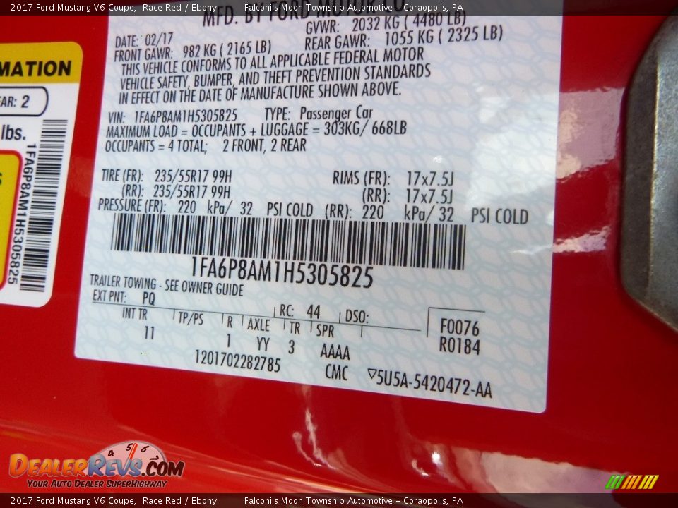 2017 Ford Mustang V6 Coupe Race Red / Ebony Photo #12